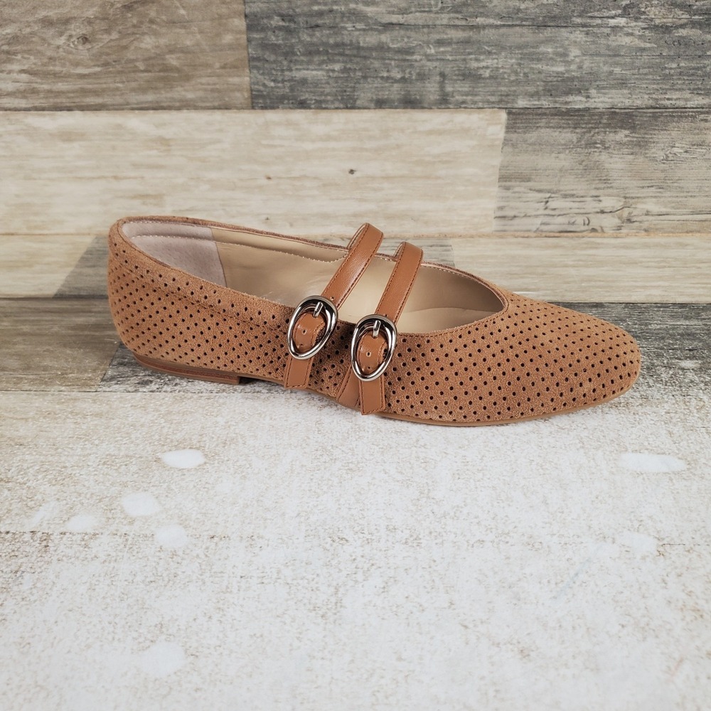 Dolce Vita Aretha Mary Jane Womens Flat Sz 6 M Pecan Leather Double-Buckle Strap